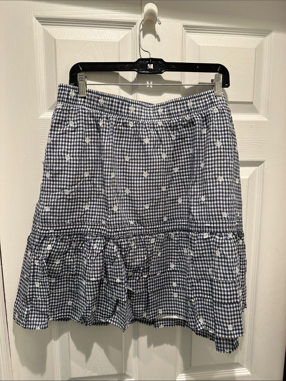 Madewell Navy and White Gingham Tiered Skirt NWT size 1x